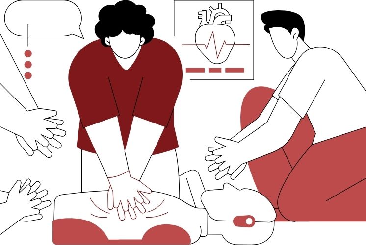 Students learning CPR
